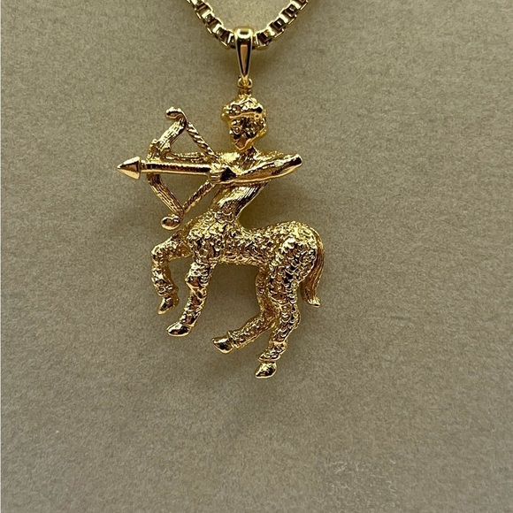 Vintage Monet Gold Zodiac Sagittarius Archer Necklace Vintage Monet 1990’s - Picture 9 of 16